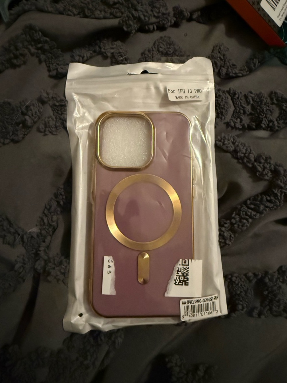 Purple iPhone 13 Pro Case with Gold MagSafe Ring